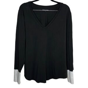 Universal Standard Rhine V-Neck Colorblock Black White Top Sz S / 14-16